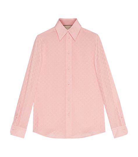 gucci pink shirt womens|gucci silk crêpe shirt.